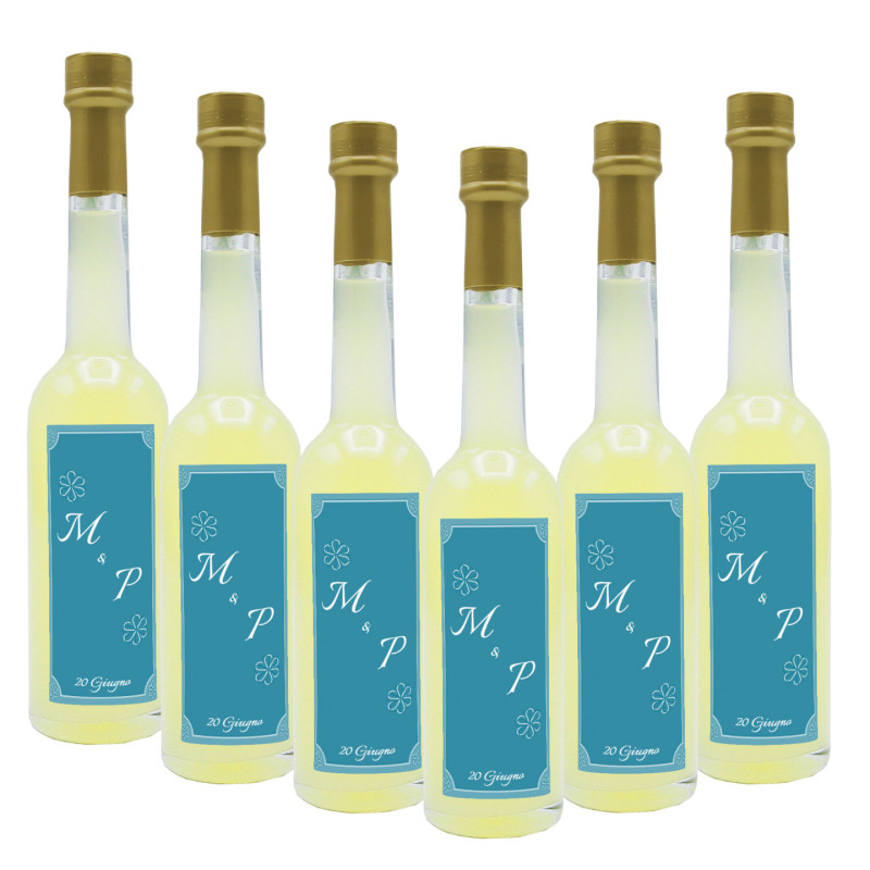 48 Bomboniere liquore al limone - bottiglie mignon 0.10 lt. - mini bottiglie di liquore artigianale idea per bomboniere di matrimonio