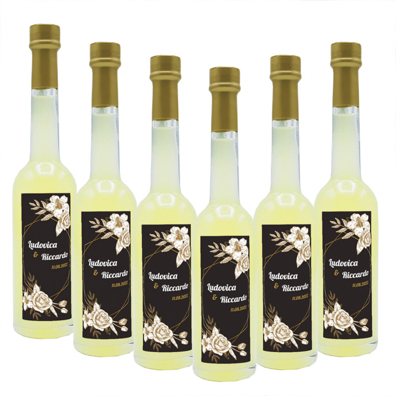72 Bomboniere liquore al limone - bottiglie mignon 0.10 lt. - mini bottiglie di liquore artigianale idea per bomboniere di matrimonio