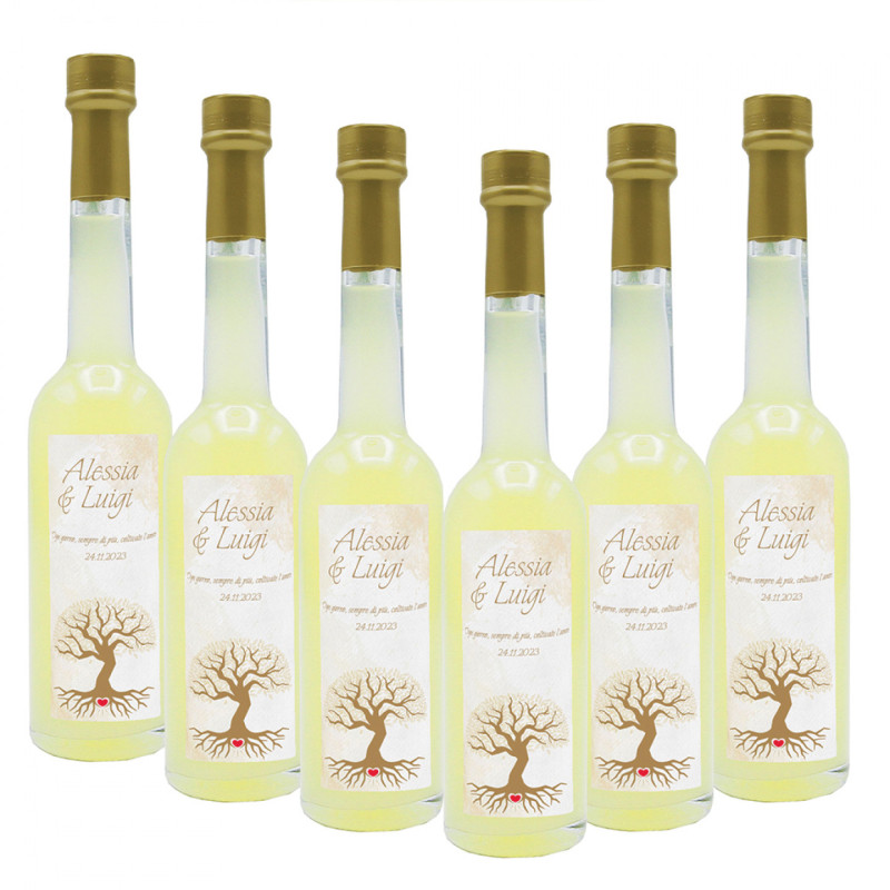 24 Bomboniere liquore al limone - bottiglie mignon 0.10 lt. - mini bottiglie di liquore artigianale idea per bomboniere di matrimonio