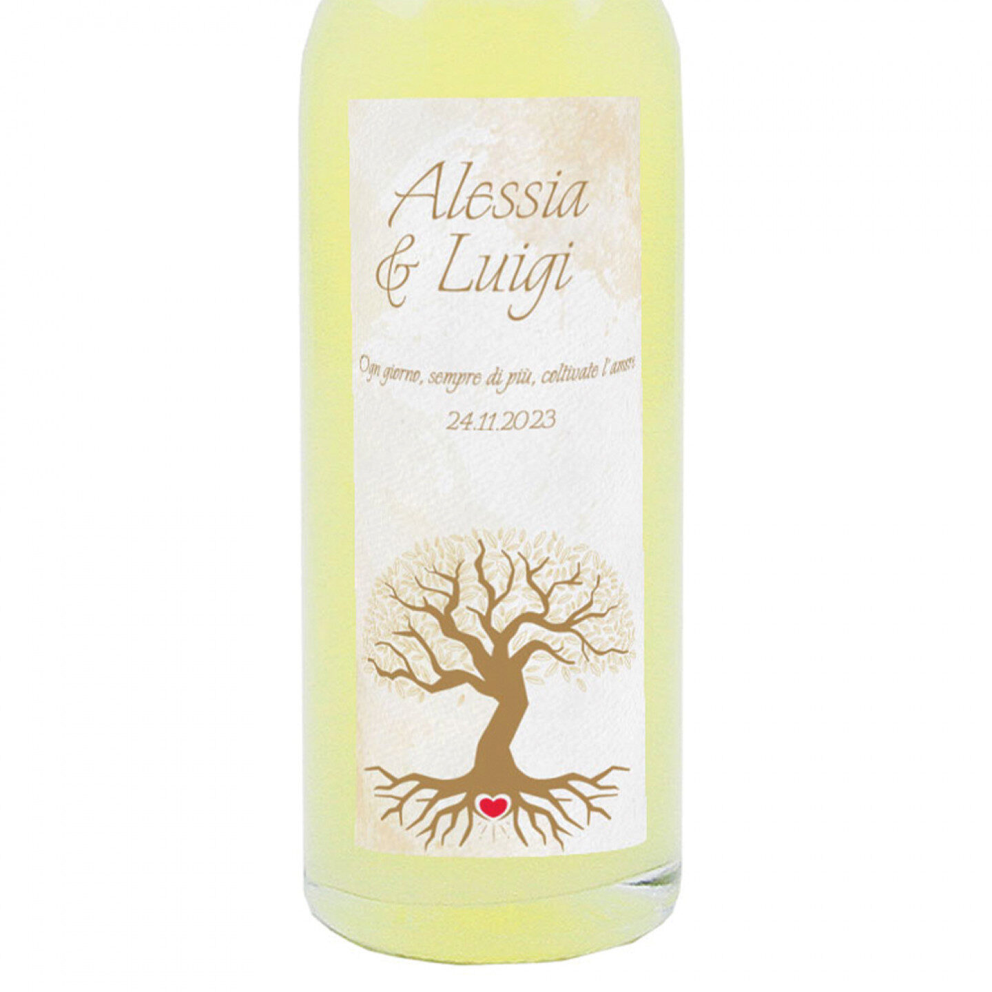 24 Bomboniere liquore al limone - bottiglie mignon 0.10 lt. - mini bottiglie di liquore artigianale idea per bomboniere di matrimonio - 1