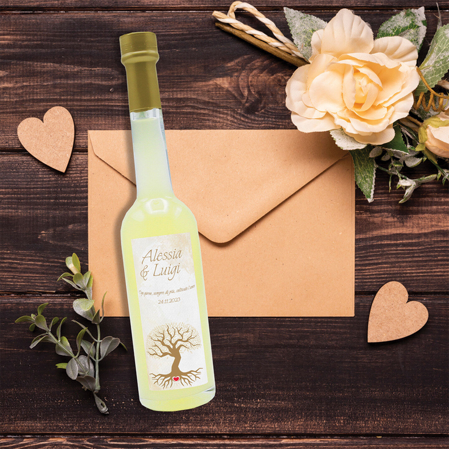 24 Bomboniere liquore al limone - bottiglie mignon 0.10 lt. - mini bottiglie di liquore artigianale idea per bomboniere di matrimonio - 3