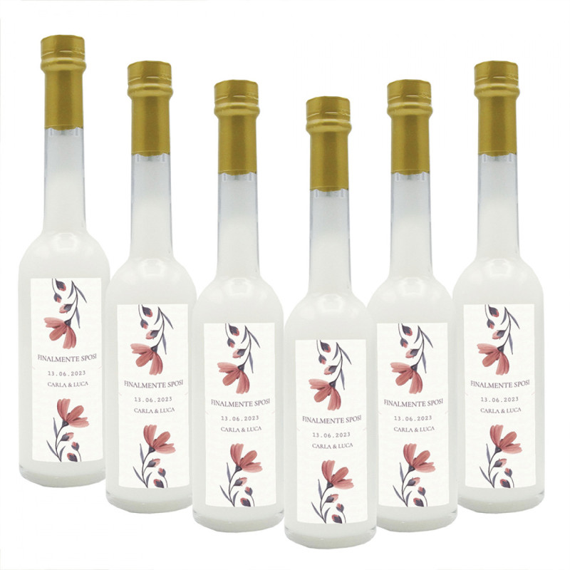 24 Bomboniere crema di mandorla - bottiglie mignon 0.10 lt. - Mini bottiglie di liquore artigianale idea per bomboniere di matrimonio o cerimonie