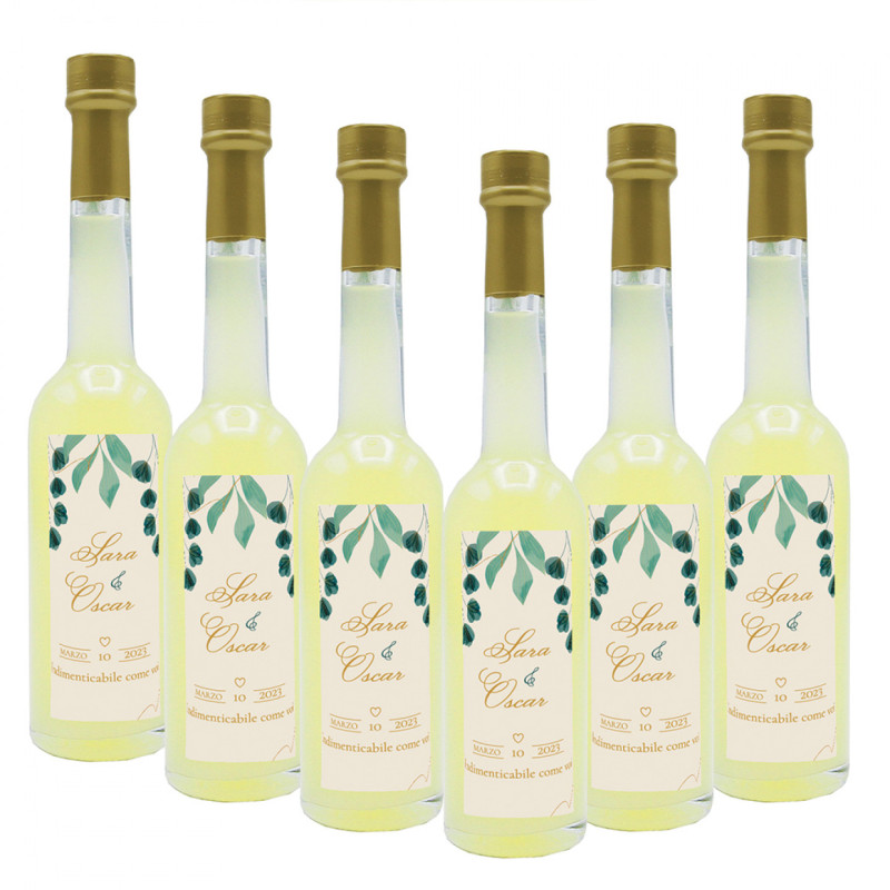 24 Bomboniere liquore al limone - bottiglie mignon 0.10 lt. - mini bottiglie di liquore artigianale idea per bomboniere di matrimonio