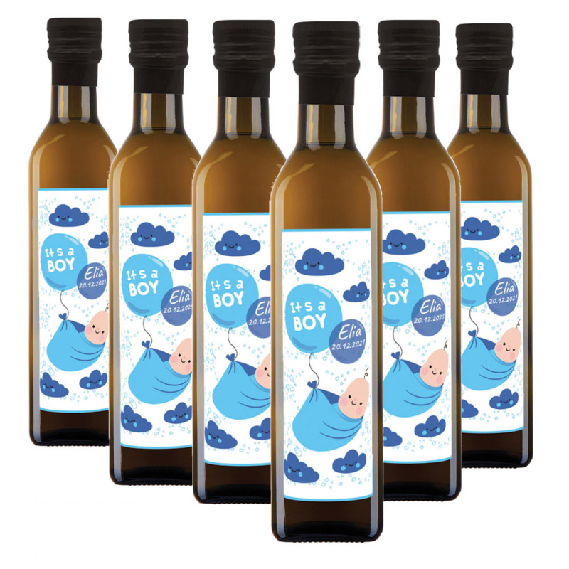 24 bottiglie 0.25 lt. - Olio Extra Vergine di Oliva - Bomboniere personalizzate baby shower