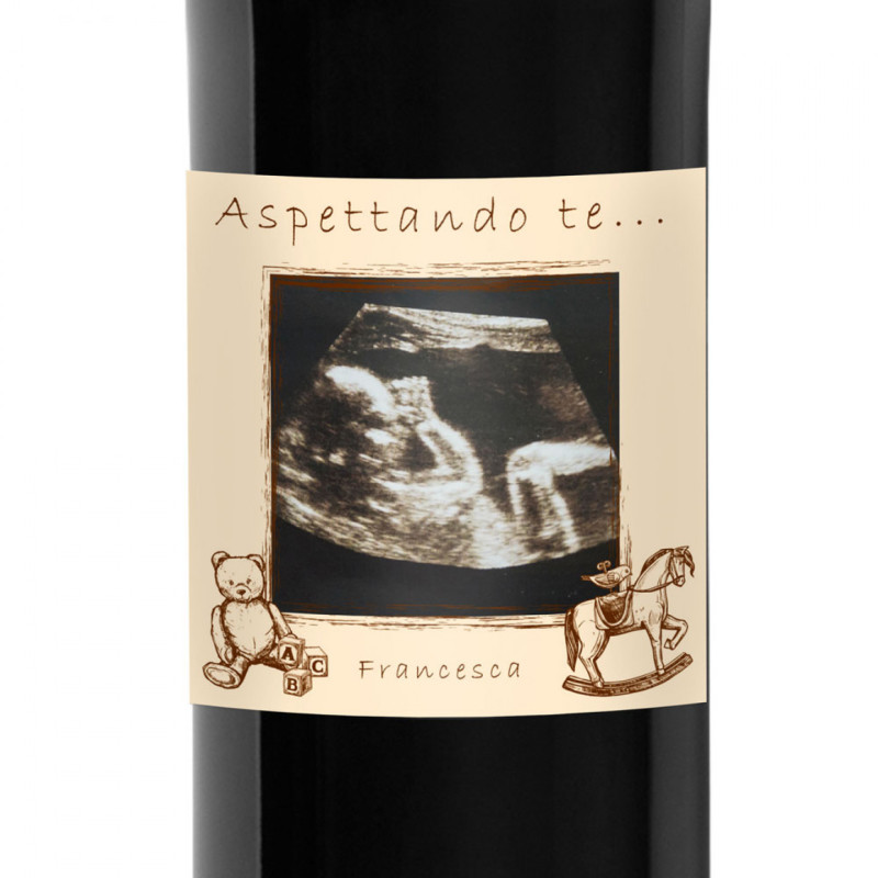 Aggiungi la foto dell'ecografia - Bottiglia personalizzata per nascita