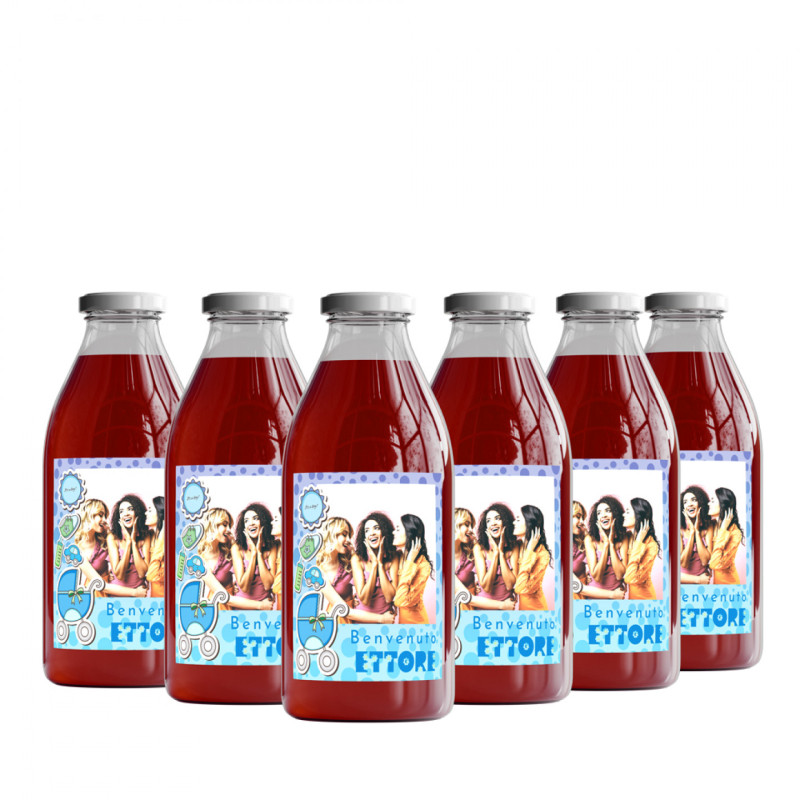 12 Bomboniere Baby Shower - Estratto al Ribes Rosso, Fragola e Goji - 0.75 lt.