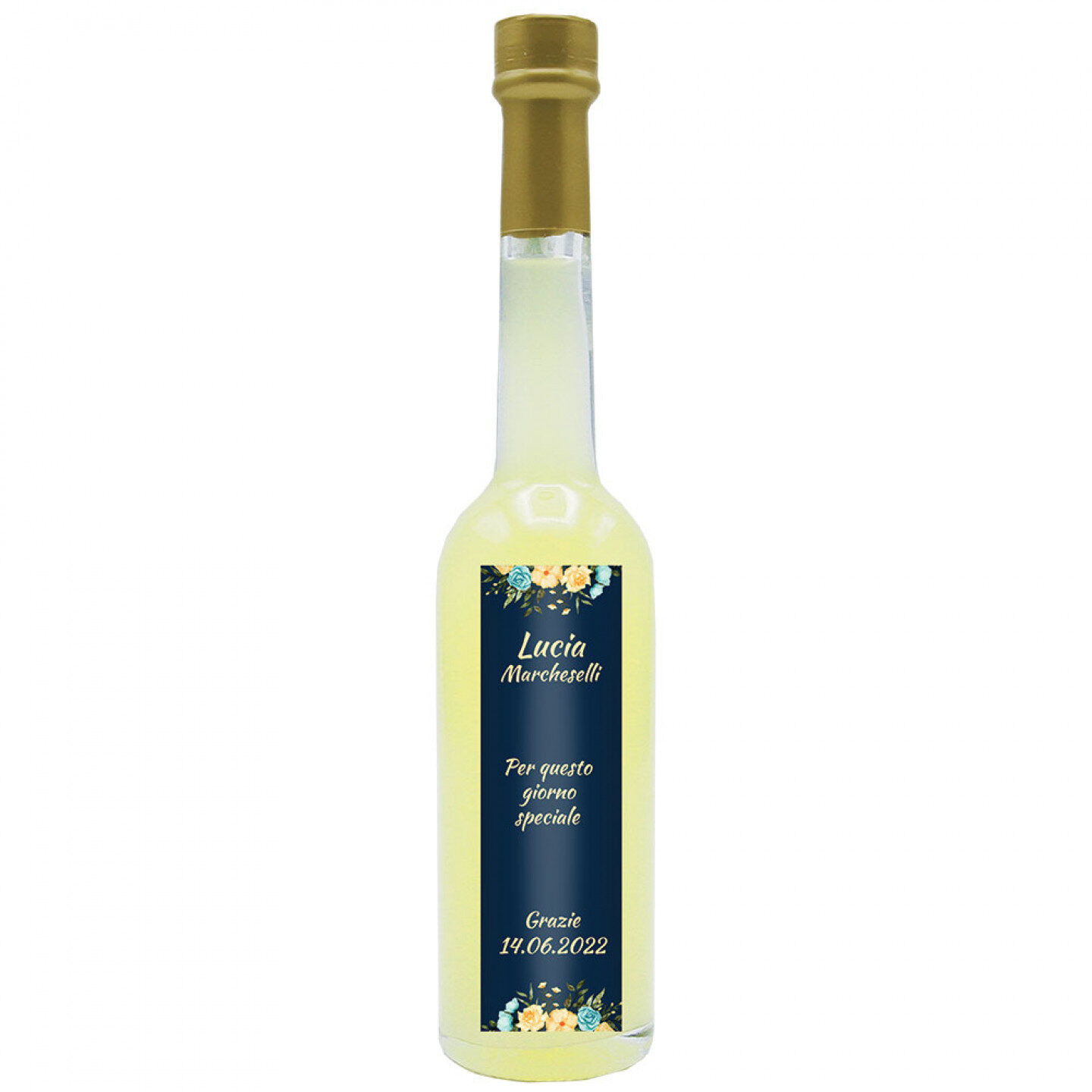 36 Bomboniere liquore al limone - bottiglie mignon 0.10 lt. - mini bottiglie di liquore idea per bomboniere prima comunione o cresima - 3
