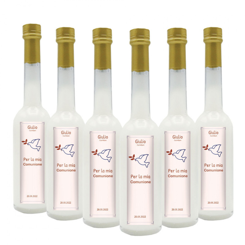 24 Bomboniere crema di mandorla - bottiglie mignon 0.10 lt. - Mini bottiglie di liquore artigianale idea bomboniere per comunione