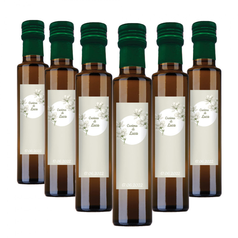 48 bottiglie 0.25 lt. - Olio di Oliva Aromatizzato al Rosmarino - Bomboniere personalizzate per cresima