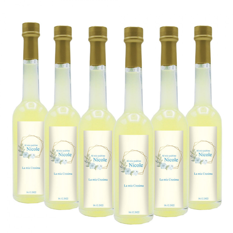 24 Bomboniere liquore al limone - bottiglie mignon 0.10 lt. - mini bottiglie di liquore idea per bomboniere cresima