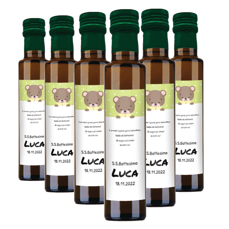 48 bottiglie 0.25 lt. - Olio di Oliva Aromatizzato al Rosmarino - Bomboniere personalizzate per battesimo