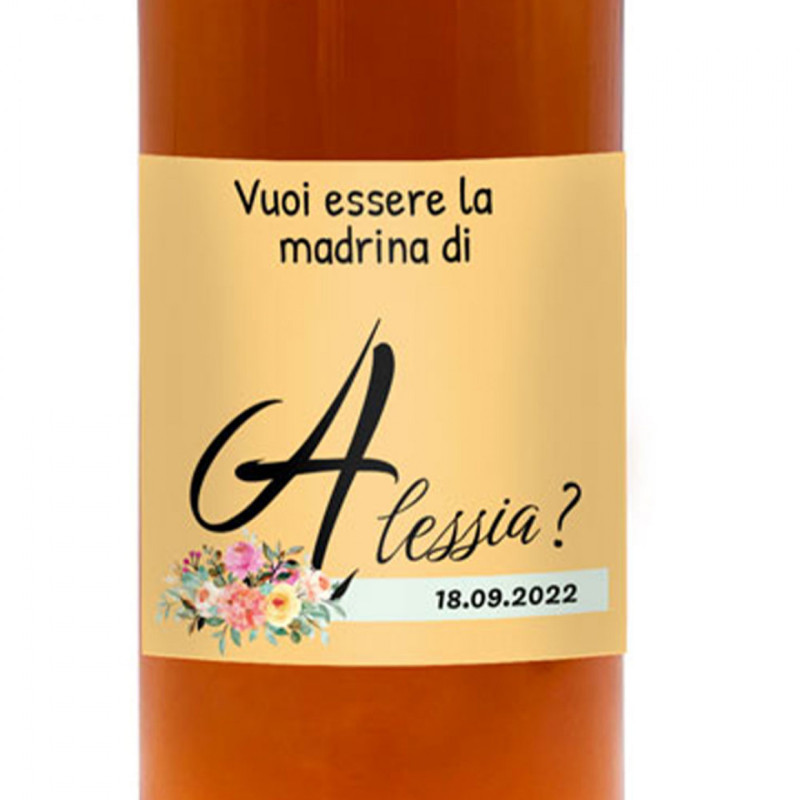 Vino Rosé - Bottiglia personalizzata per la madrina del battesimo