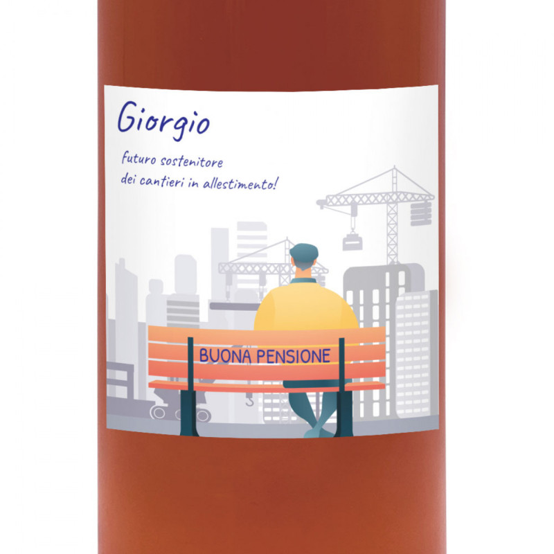 Vino Rosé - Bottiglia personalizzata idea regalo per Pensione