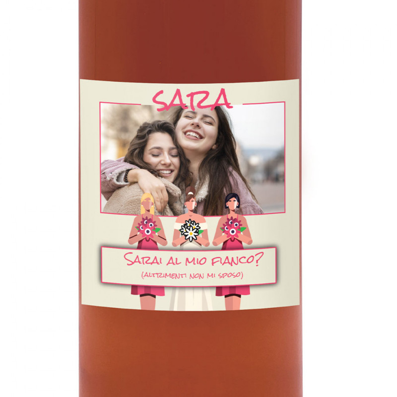 Vino Rosé - Bottiglia personalizzata idea regalo Testimoni Nozze
