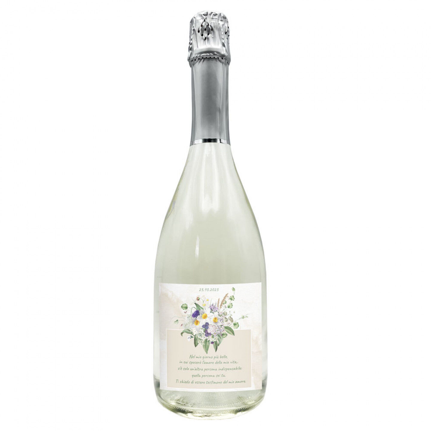 SPUMANTE ANALCOLICO PERSONALIZZATO - Idea regalo per Testimoni di nozze - 1