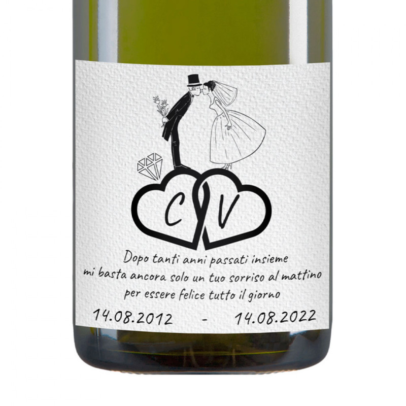 Bottiglia di vino bianco - idea regalo personalizzato per anniversario