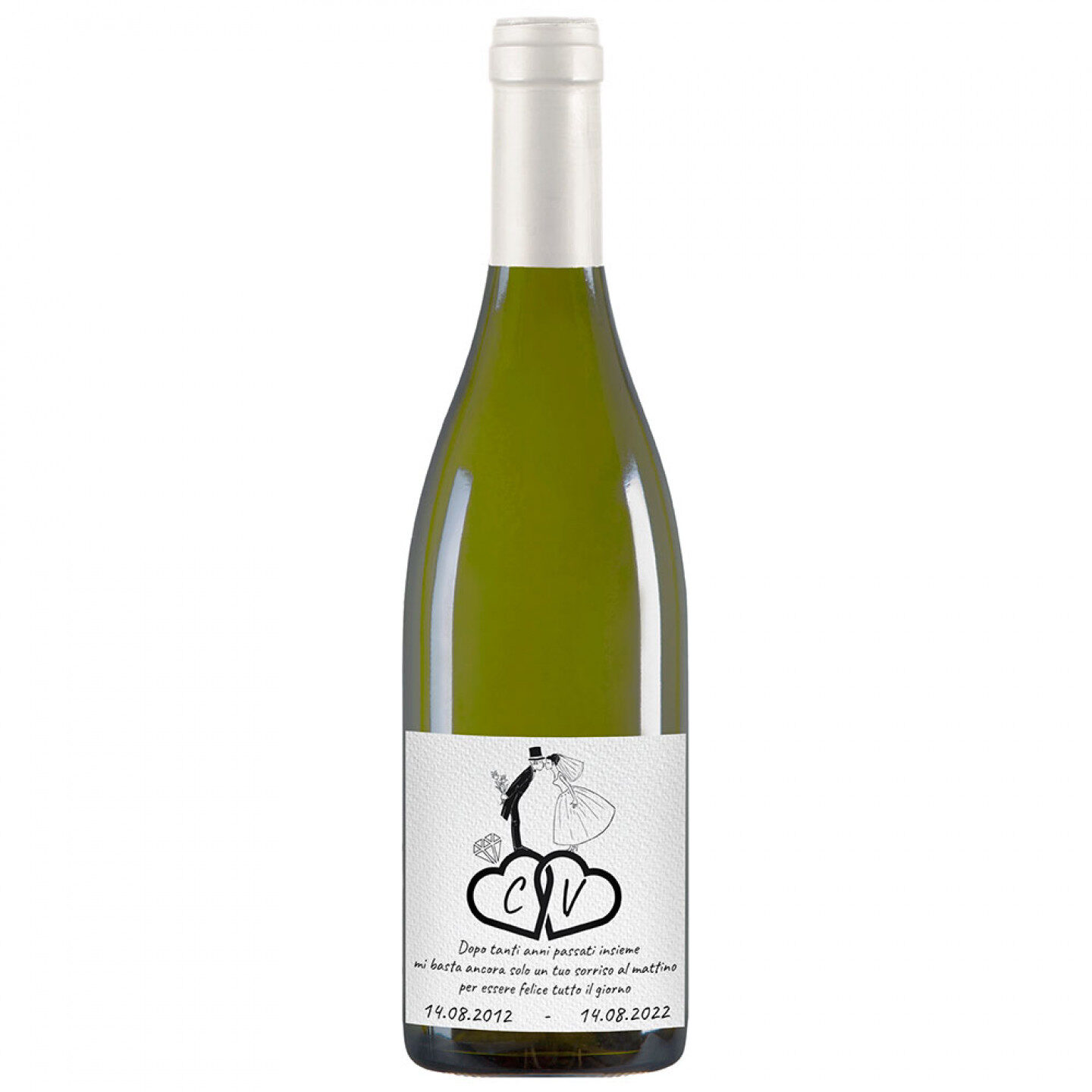 Bottiglia di vino bianco - idea regalo personalizzato per anniversario - 1