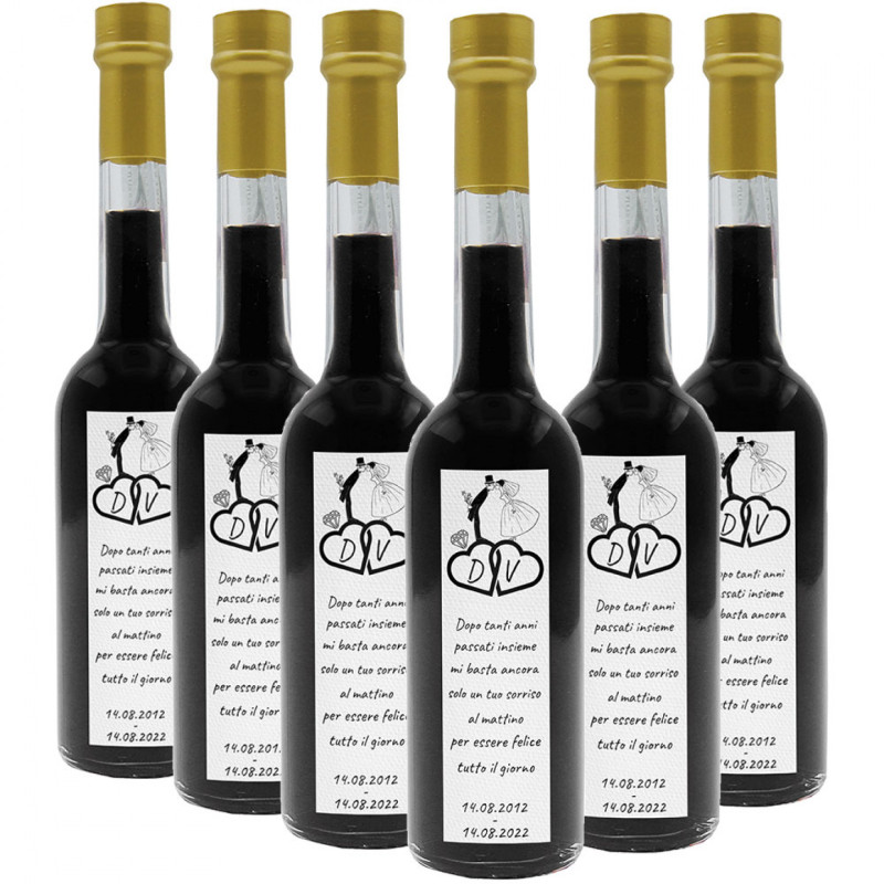 24 Bomboniere liquirizia - bottiglie mignon 0.10 lt. - idea bomboniere anniversario