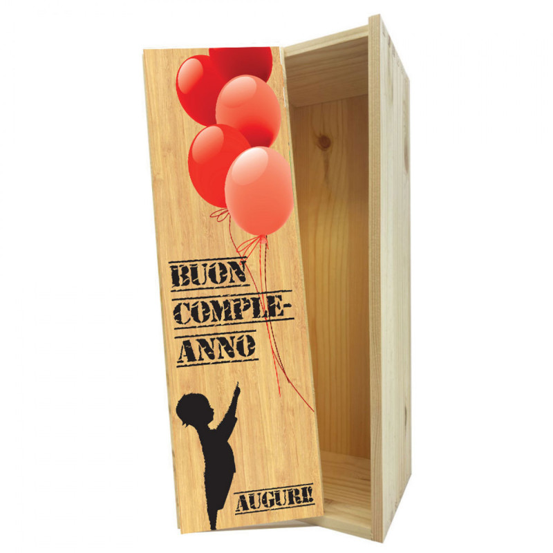 Scatola in legno 1 bottiglia MAGNUM 1,5 L - Buon Compleanno! Auguri!