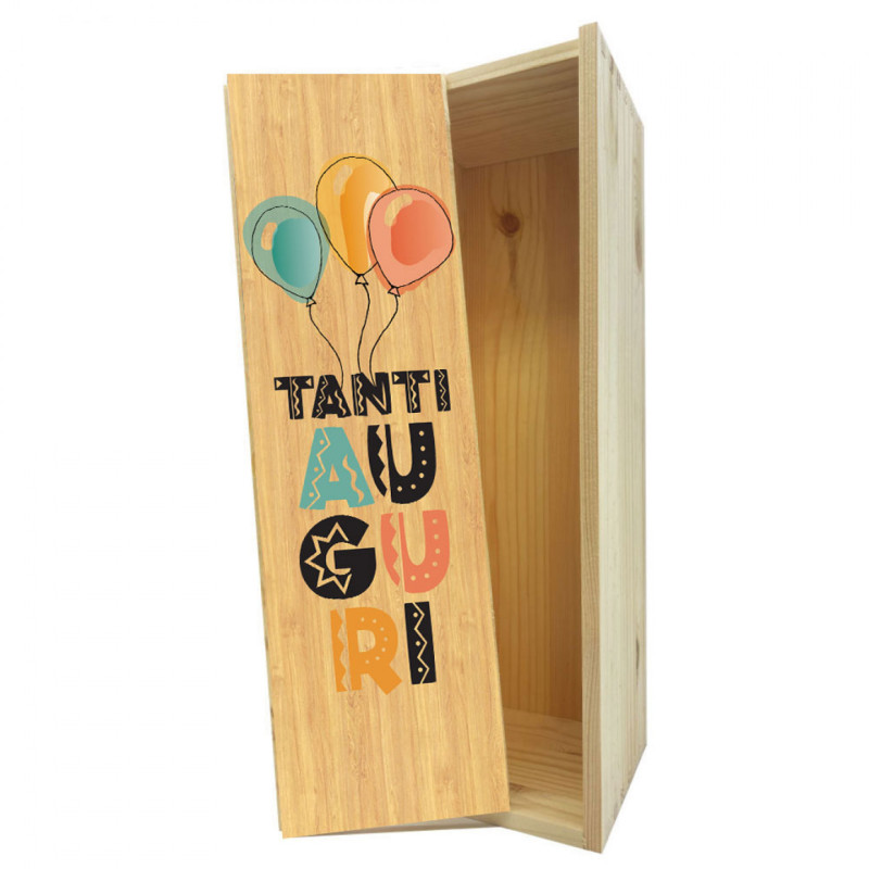 Scatola in legno 1 bottiglia MAGNUM 1,5 L - Tanti Auguri!