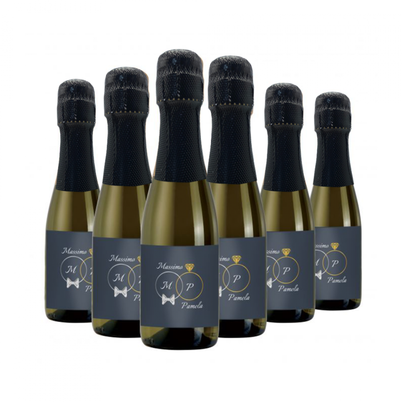 96 Bottiglie Prosecco mignon personalizzate - bomboniere per matrimonio - 20cl