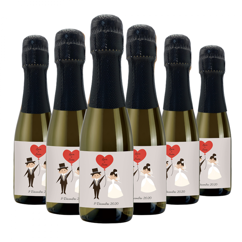 48 Bottiglie Prosecco mignon personalizzate - bomboniere per matrimonio - 20cl