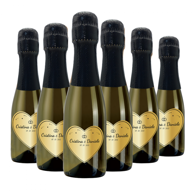 72 Bottiglie Prosecco mignon personalizzate - bomboniere per matrimonio - 20cl