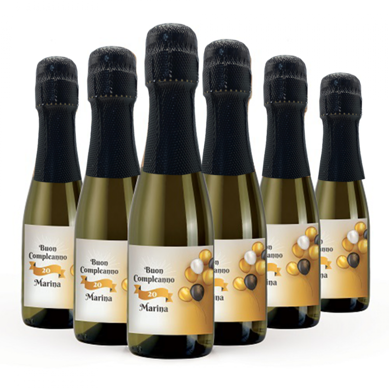 36X Bottiglie di Prosecco piccole personalizzate compleanno - Mignon 20cl