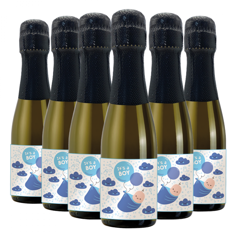 36 Bottiglie Prosecco piccole personalizzate - Bomboniere mignon battesimo, nascita, baby shower