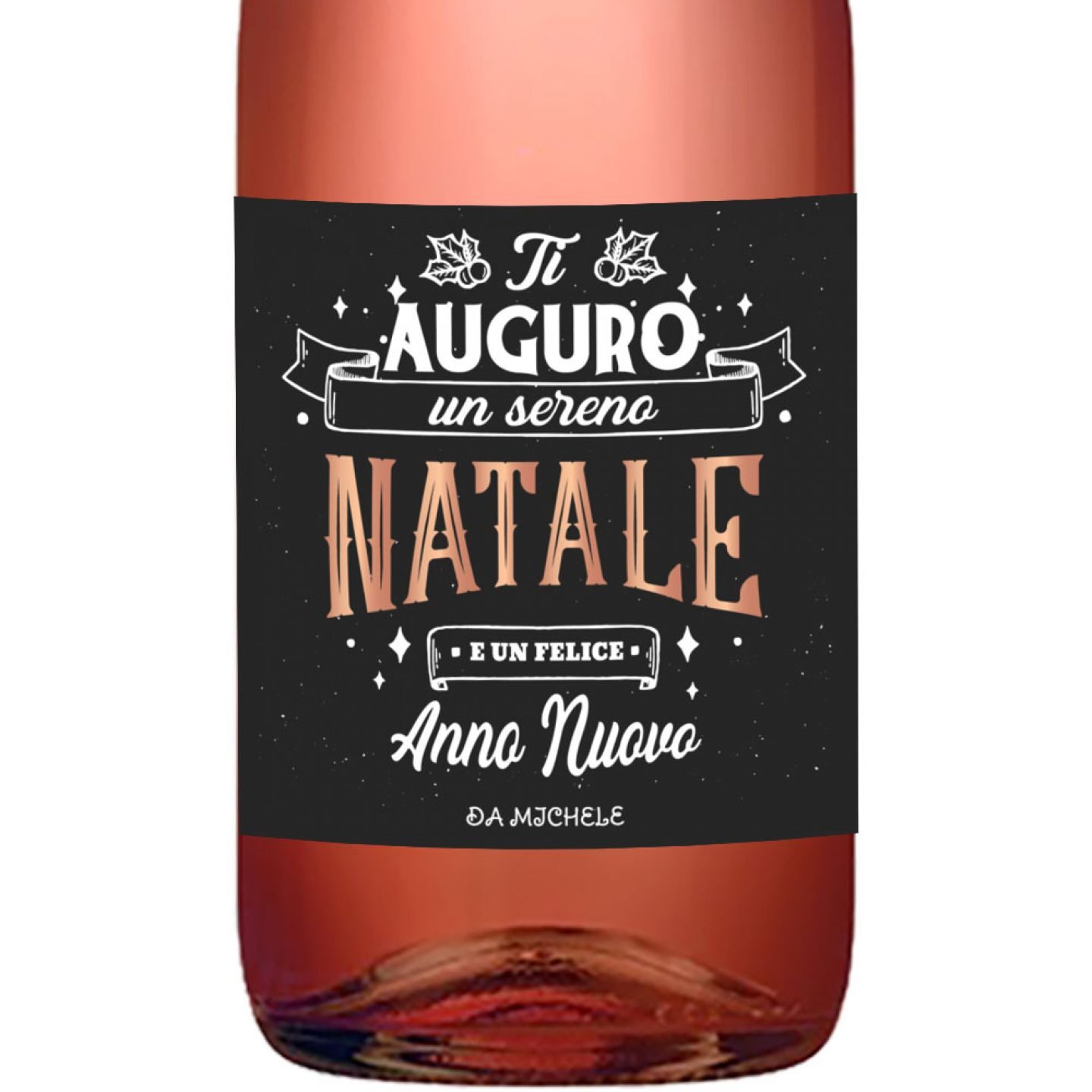 Vino Rosé - Bottiglia personalizzata idea regalo per Natale - 1