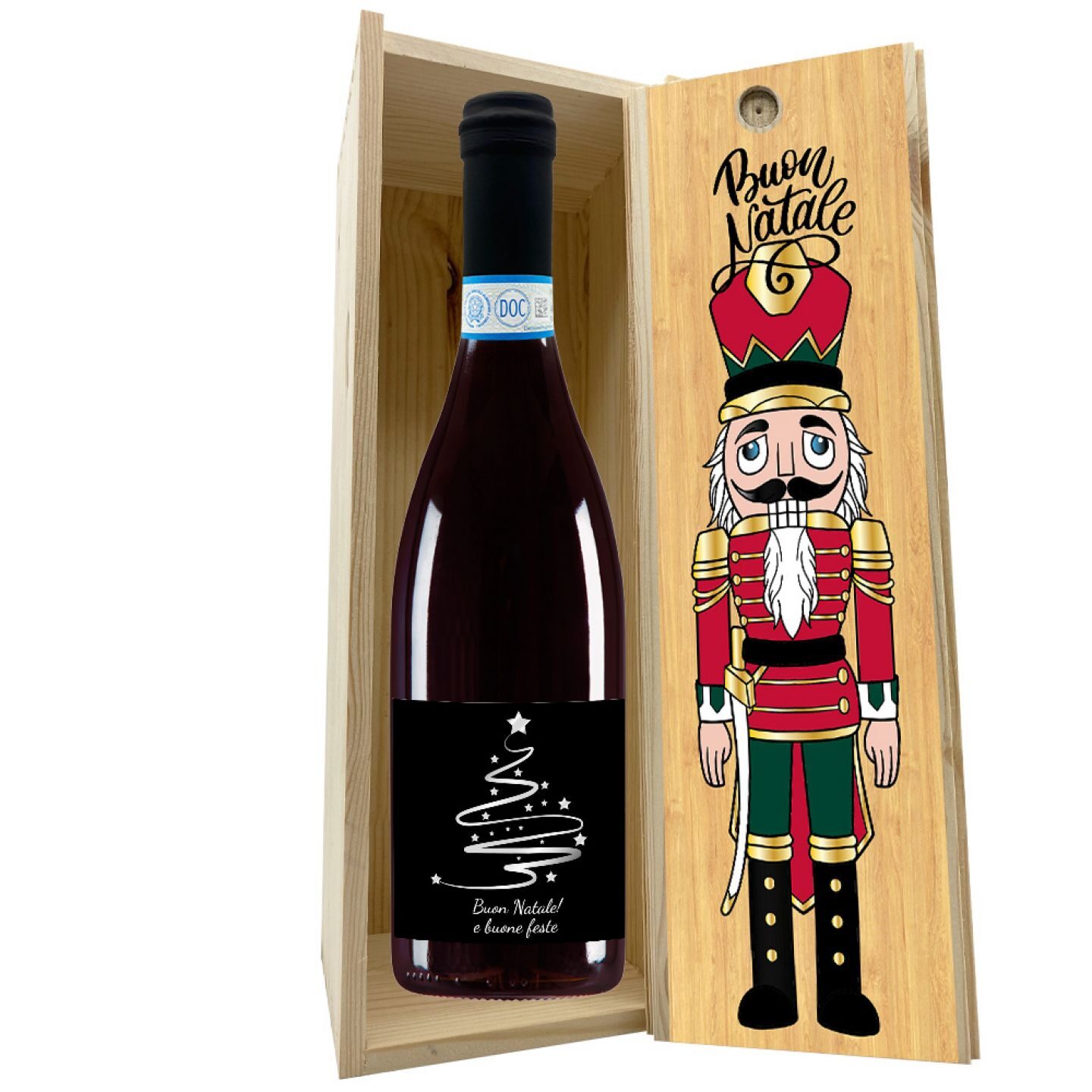 Bottiglia personalizzata e cassetta in legno - Idea Regalo per Natale - 1