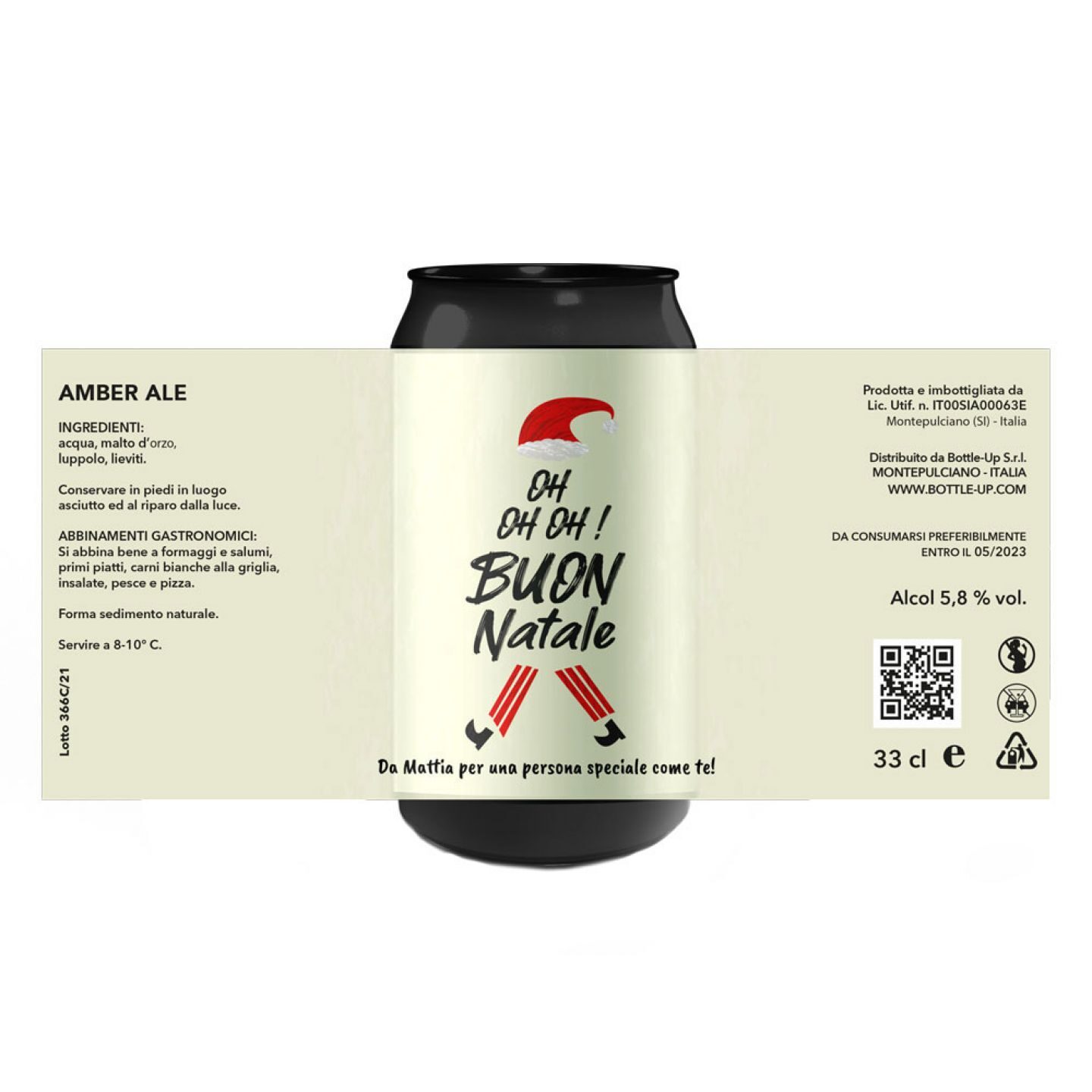 6 lattine di Birra Artigianale personalizzate per Natale - 0.33 lt. - 1