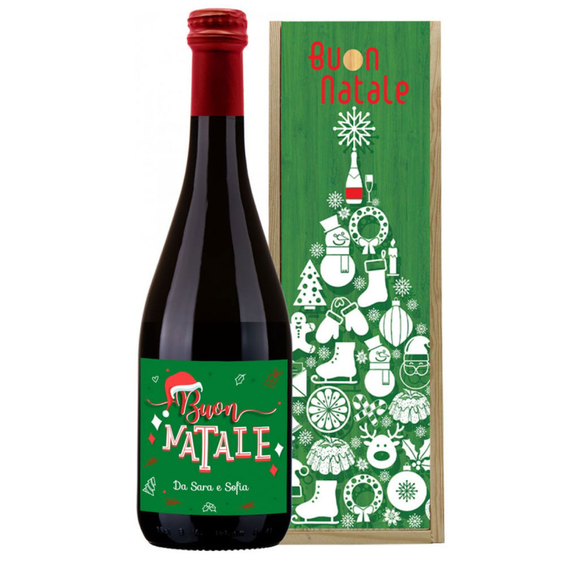 Bottiglia personalizzata per Natale con cassetta in legno - Amber Ale