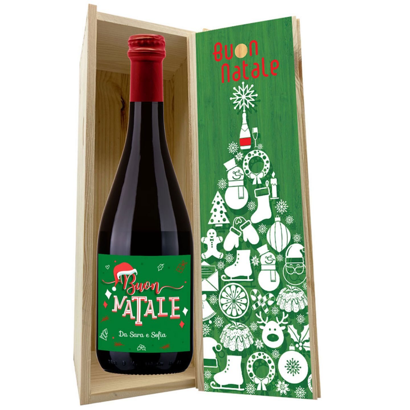 Bottiglia personalizzata per Natale con cassetta in legno  - Amber Ale - 3