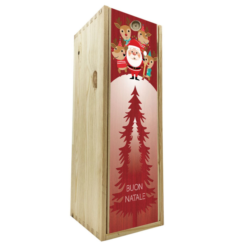 Scatola in legno 1 bottiglia 0,75 L - Buon Natale! Cartoon