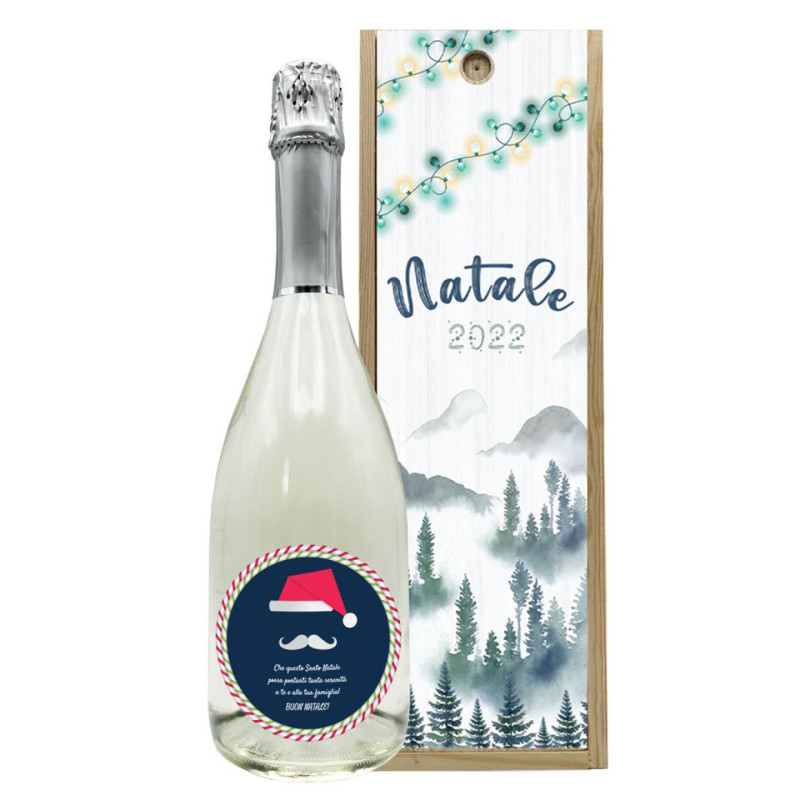 SPUMANTE ANALCOLICO PERSONALIZZATO - Idea regalo per Natale - con cassetta in legno