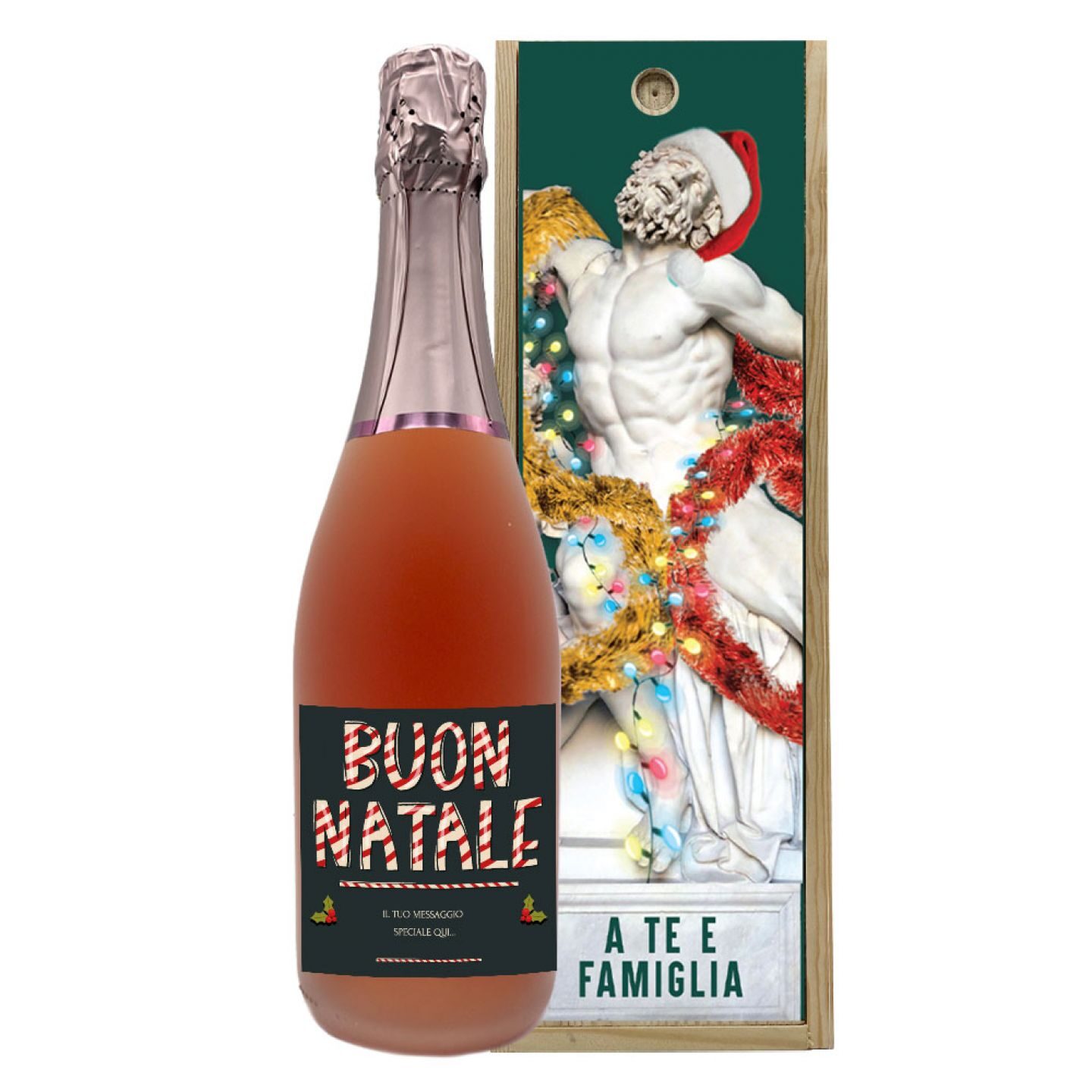 Franciacorta Brut Rosé DOCG - Idea Regalo Natale con cassetta in legno - 1