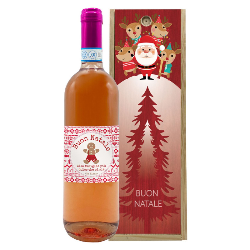 Vino Rosato con cassetta in legno - Idea regalo per Natale