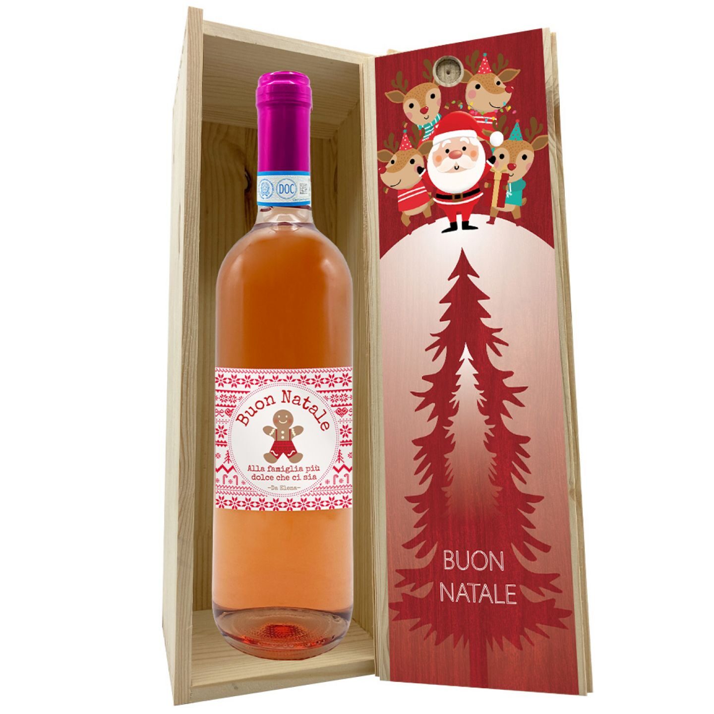 Vino Rosato con cassetta in legno - Idea regalo per Natale - 1