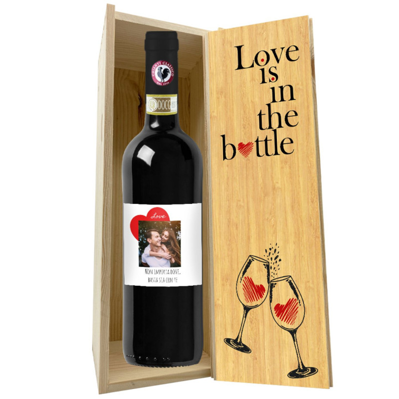 Chianti Classico DOCG - bottiglia e cassetta in legno per San Valentino