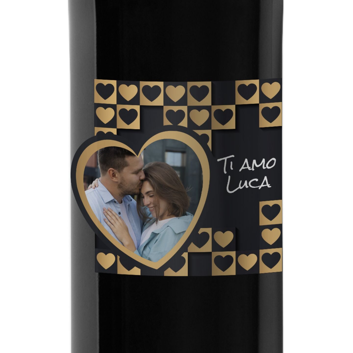 Bottiglia idea regalo per San Valentino con cassetta in legno - 2