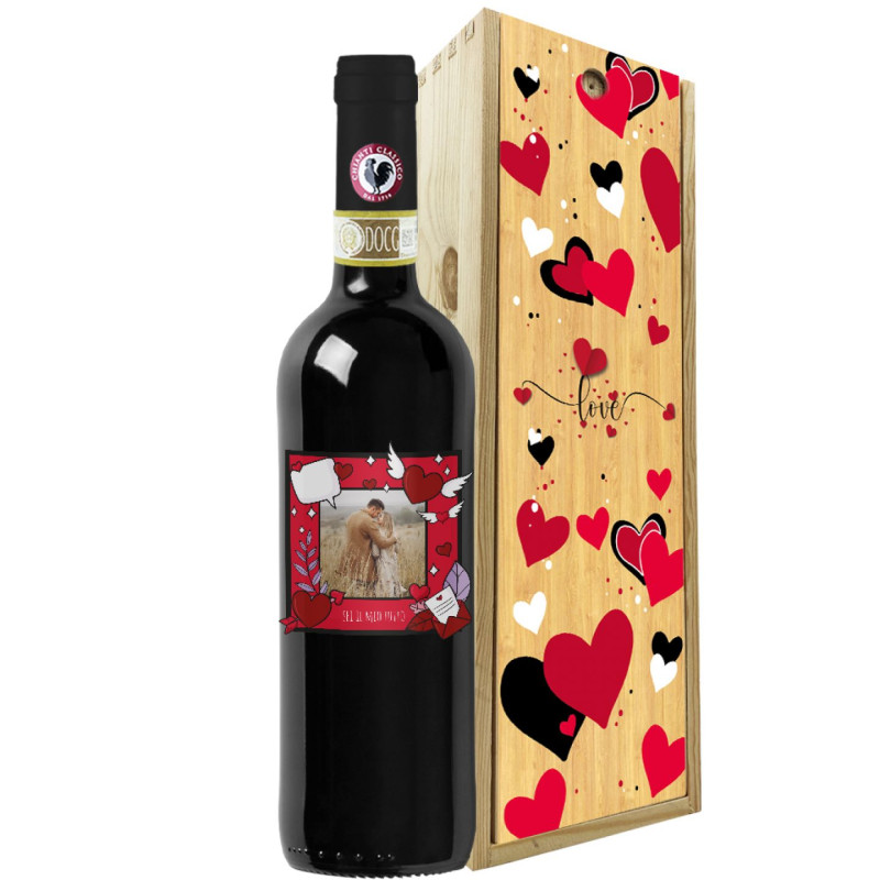 Chianti Classico DOCG - bottiglia e cassetta in legno per San Valentino