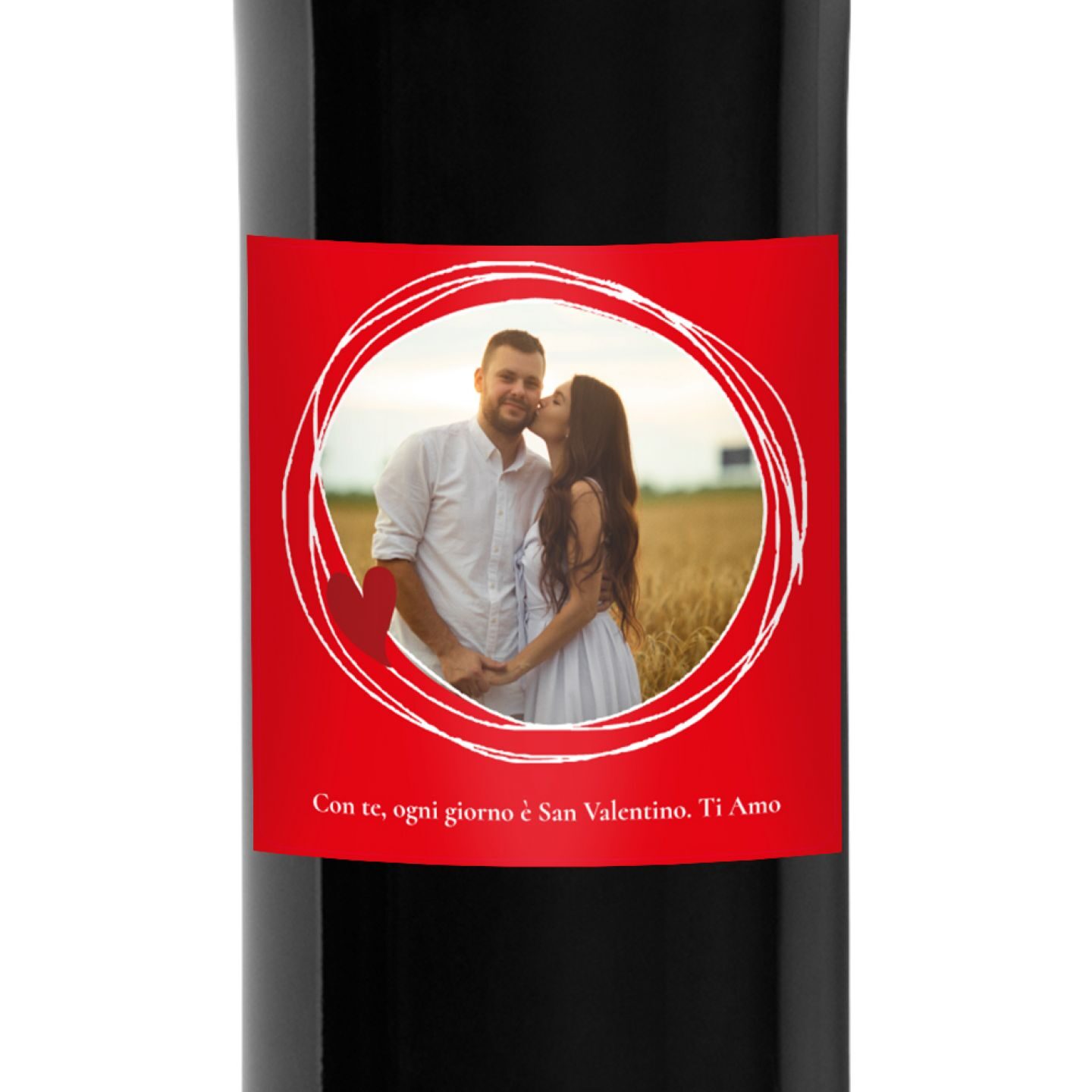 Bottiglia personalizzata con cassetta in legno per San Valentino - 2