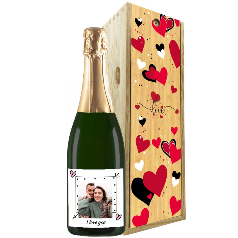 Prosecco DOC - Bottiglia personalizzata e cassetta per San Valentino