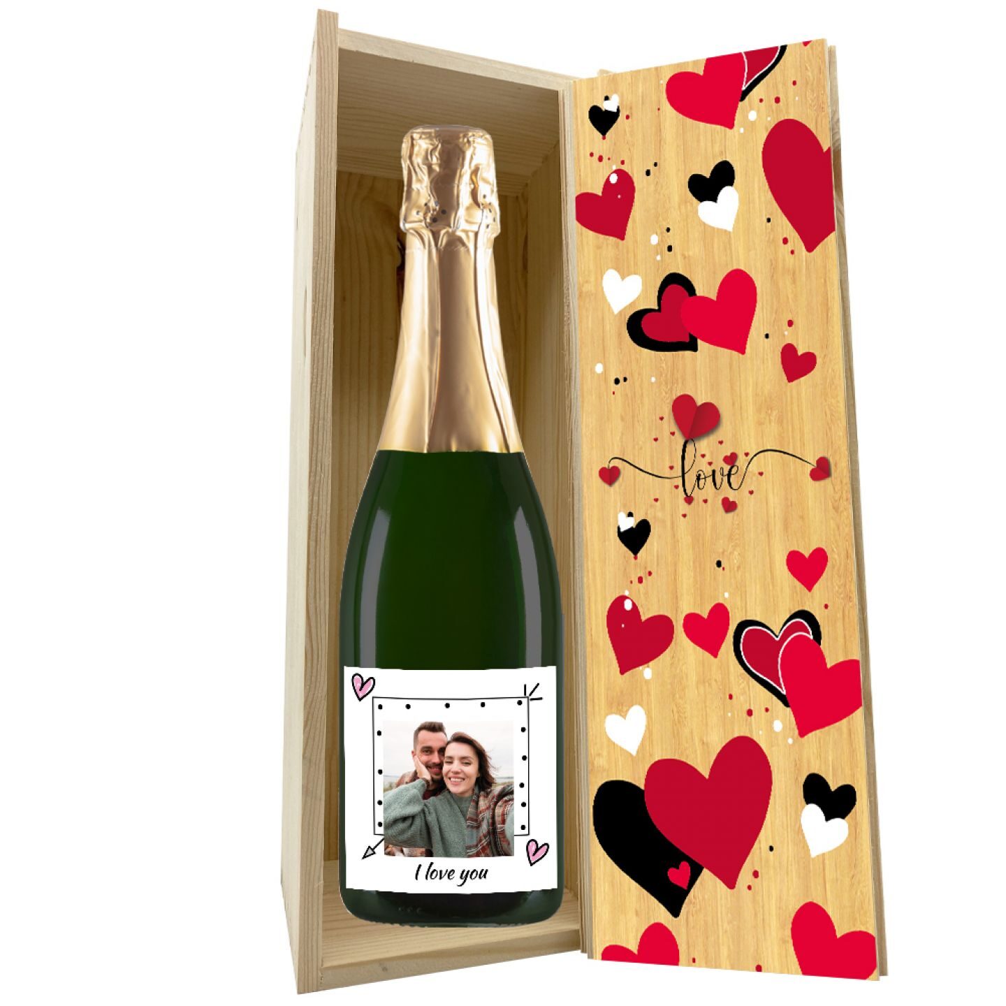 Prosecco DOC - Bottiglia personalizzata e cassetta per San Valentino - 1