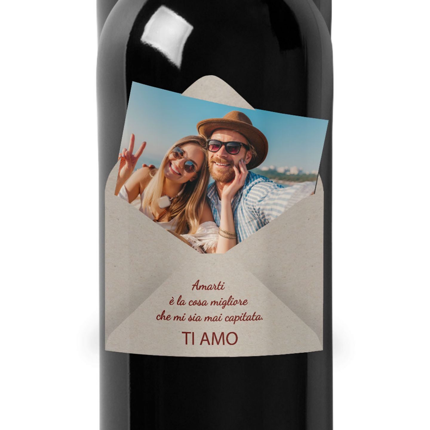 Bottiglia personalizzata con cassetta in legno per San Valentino - 3