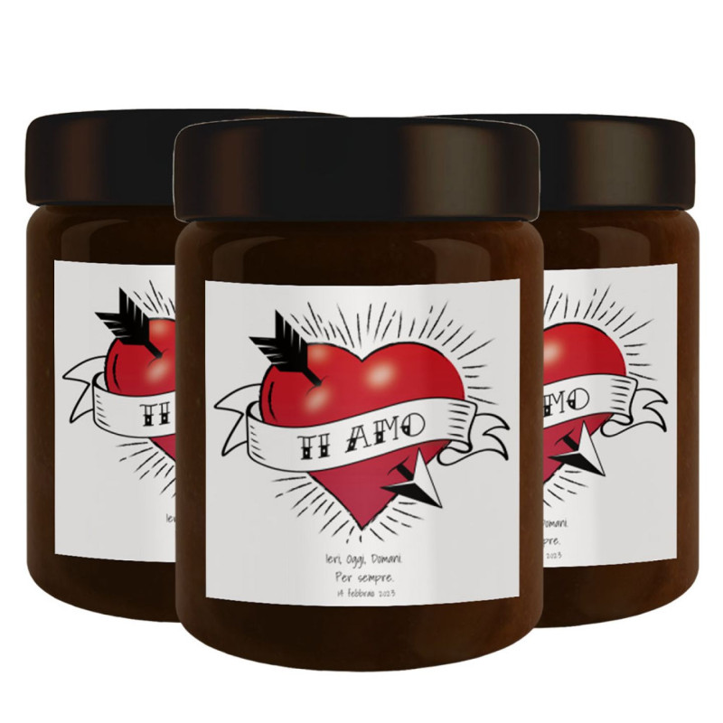 3 vasetti - Cioccolata personalizzata per San Valentino