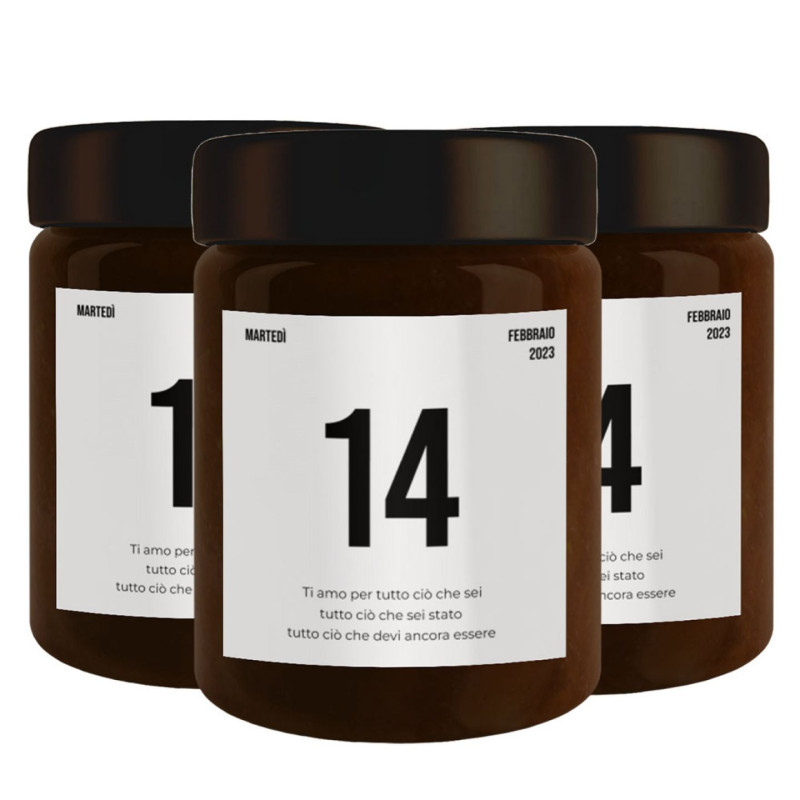 3 vasetti - Cioccolata personalizzata per San Valentino