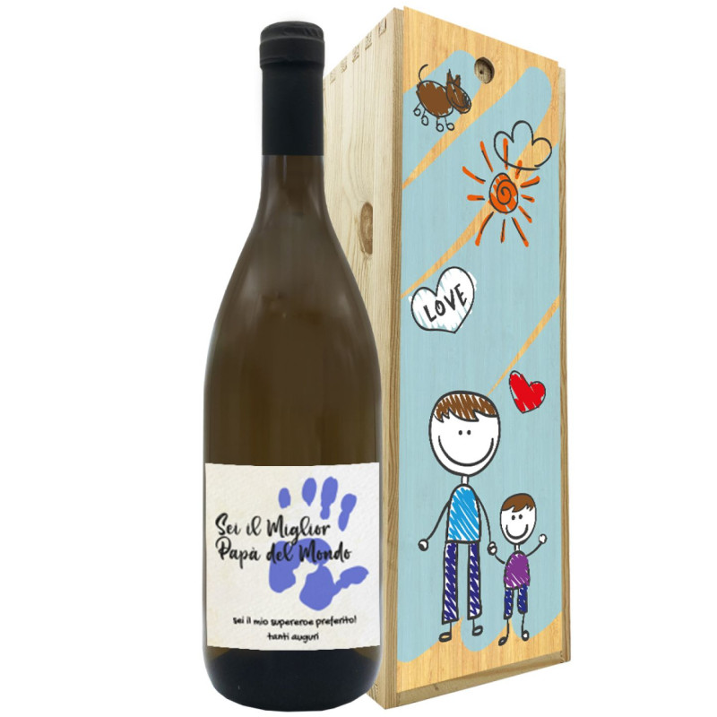 Vino e cassetta personalizzata per la festa del papà