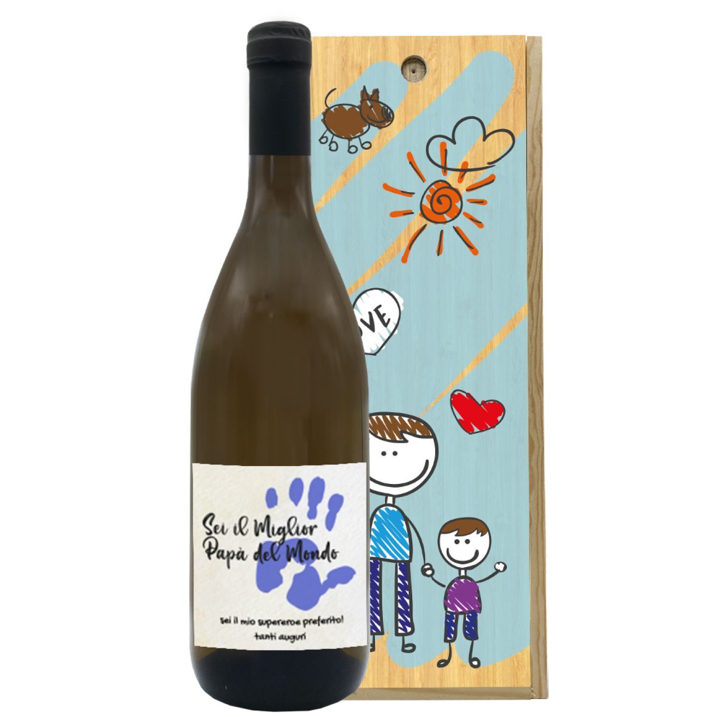 Vino e cassetta personalizzata per la festa del papà - 1